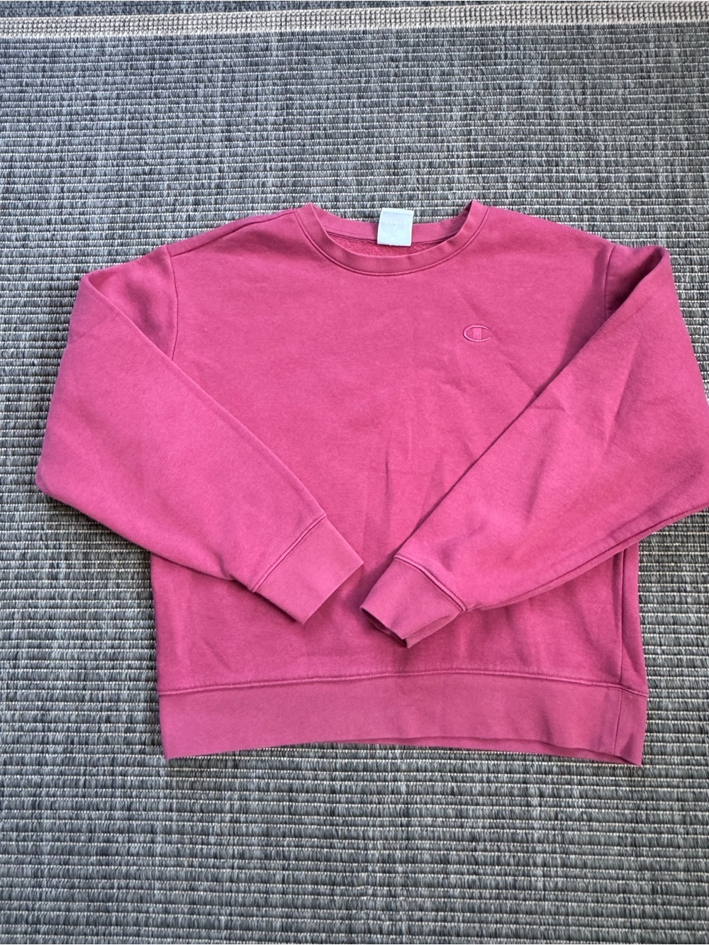 Champion Women's Raspberry Crew Sweatshirt with Small Logo